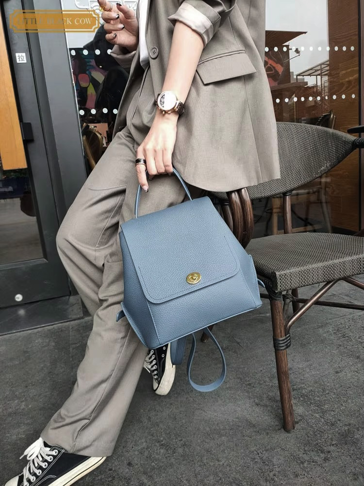 Leather Backpack Vintage - Mochila de couro genuíno feminina casual