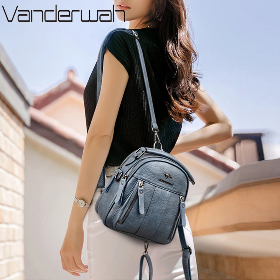 4 em 1 mochilas de couro multi - Mini Backpack Purse avaliação e preço