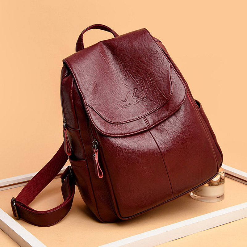 9 cores mulheres mochilas de c - Leather Backpack Vintage avaliação e preço