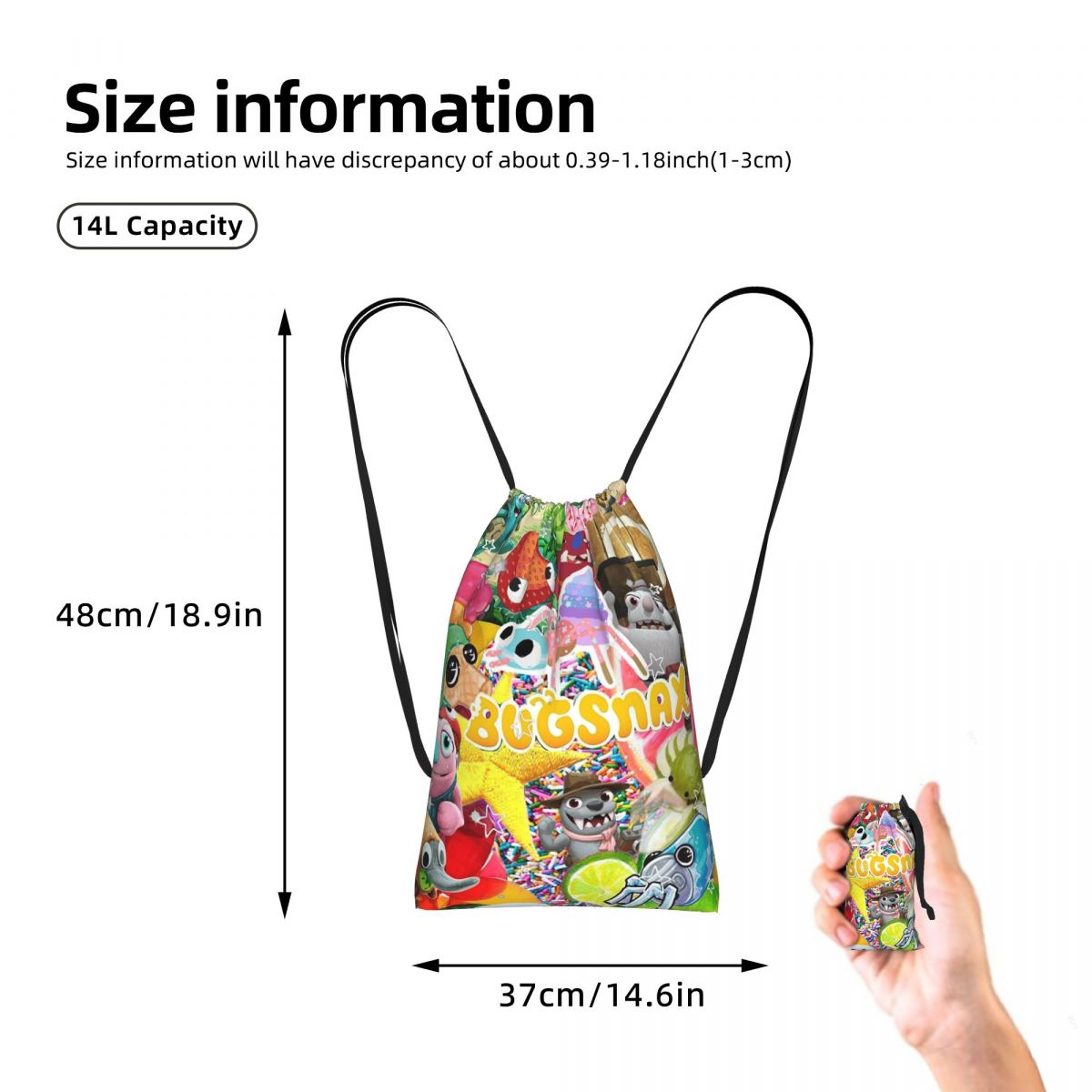 Mochila Bugsnax com Cordão par - Drawstring Gym Bag avaliação e preço