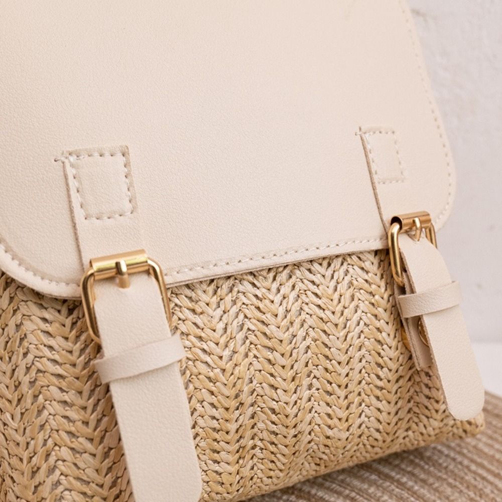 Mochila de Palha em Couro PU c - Leather Backpack Vintage avaliação e preço